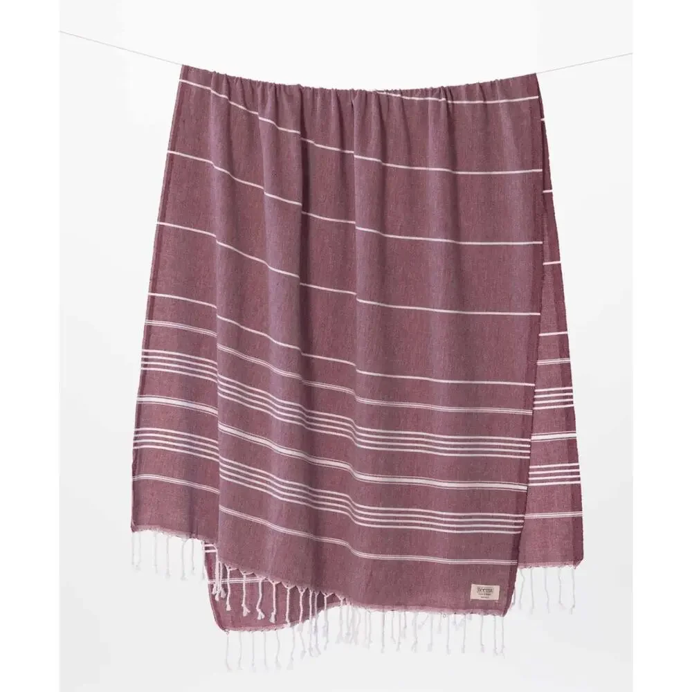 Teema The Maroon Simple Organic Cotton Turkish Towel Bath Sheet New 68
